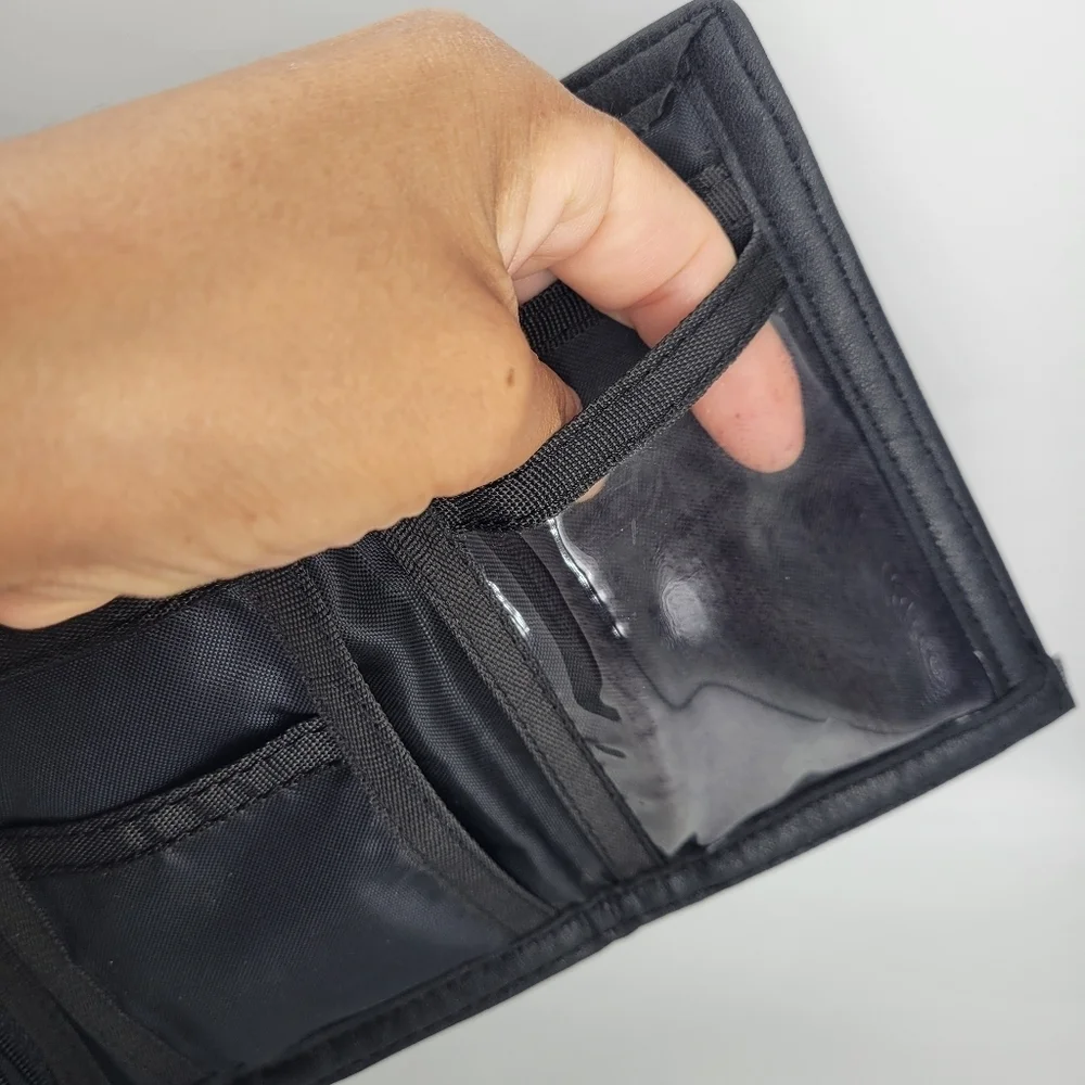 Vintage Rare Las Vegas Black Wallet Faux Leather Zip Compartments Credit Cards - Picture 7 of 13